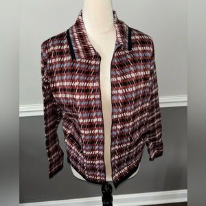 Tahari Rust, Black & Light Blue Knit Jacket